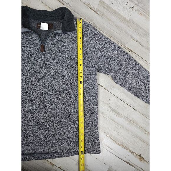 Woodland Trail Gray Knitted Sweater Mens Sz M Fleece Lined 1/4 Zip Pull - Picture 5 of 8